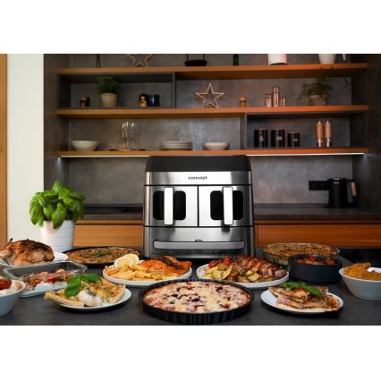 Concept FR9000 - Friteuse à air chaud PIZZA TRIO 18,5 l 2700 W/230 V inox/noir