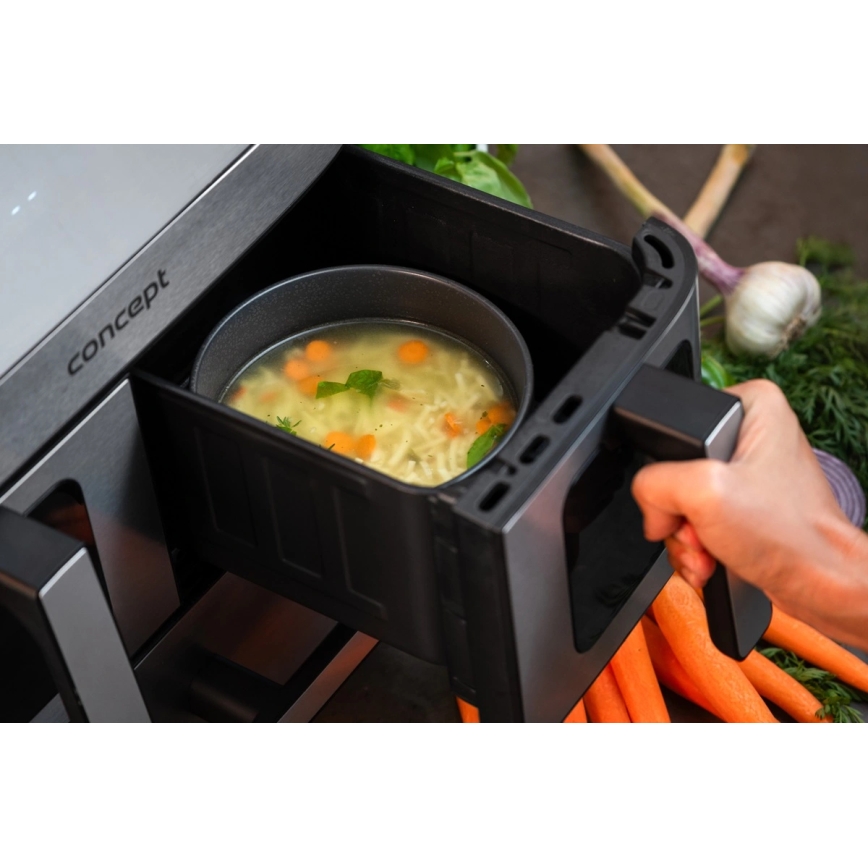 Concept FR9000 - Friteuse à air chaud PIZZA TRIO 18,5 l 2700 W/230 V inox/noir