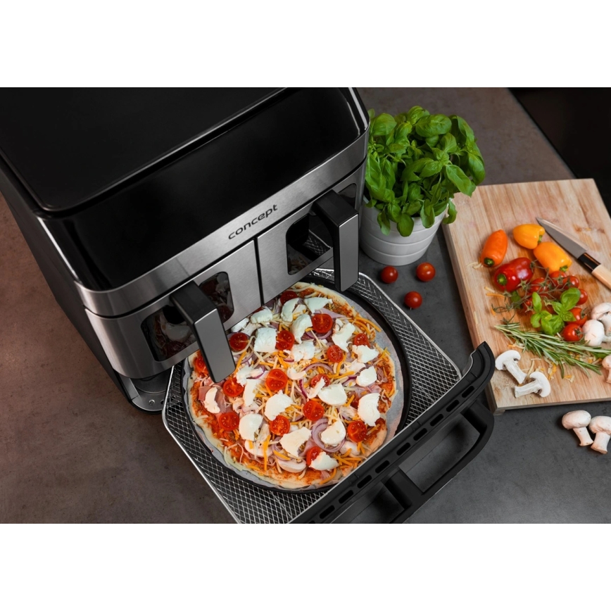 Concept FR9000 - Friteuse à air chaud PIZZA TRIO 18,5 l 2700 W/230 V inox/noir
