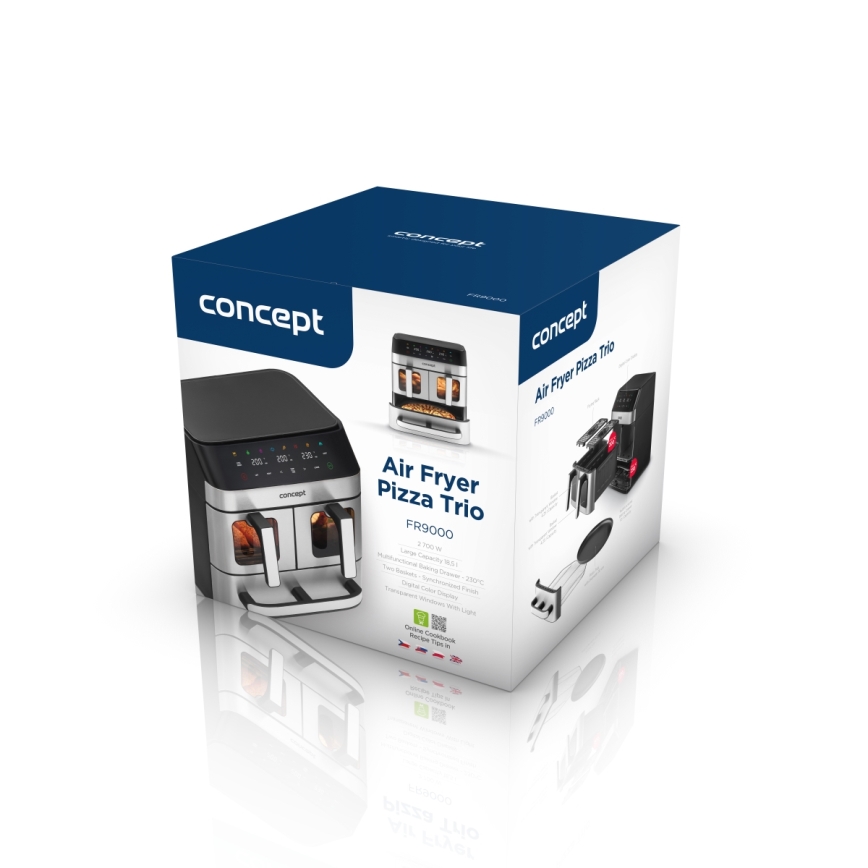 Concept FR9000 - Friteuse à air chaud PIZZA TRIO 18,5 l 2700 W/230 V inox/noir