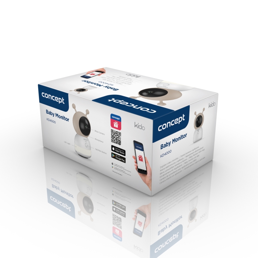 Concept KD4000 - Babyphone intelligent avec capteur de mouvement SMART KIDO, 4,5 W/230 V, Wi‑Fi, beige