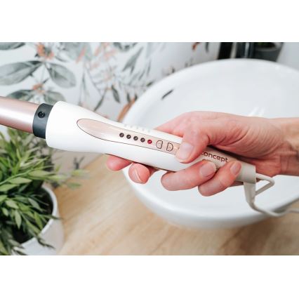 Concept KK2125 - Fer à friser conique GLAM STYLE 42W/230V blanc/or rose