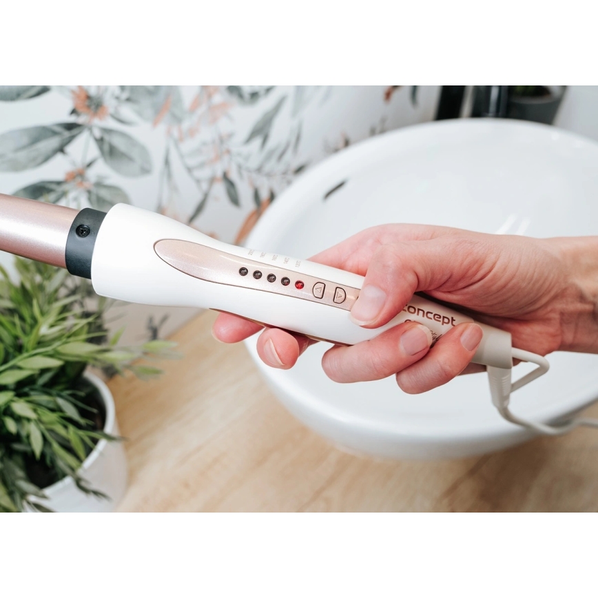 Concept KK2125 - Fer à friser conique GLAM STYLE 42W/230V blanc/or rose