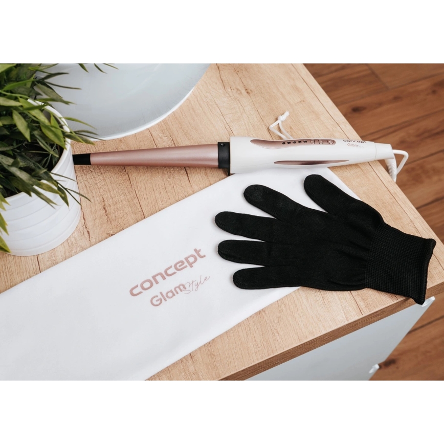 Concept KK2125 - Fer à friser conique GLAM STYLE 42W/230V blanc/or rose