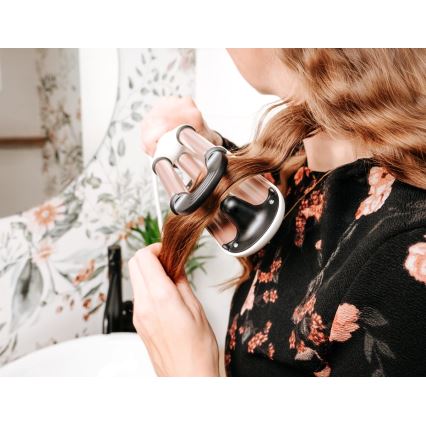 Concept KT2140 - Fer à boucler triple GLAM STYLE 100W/230V blanc/or rose