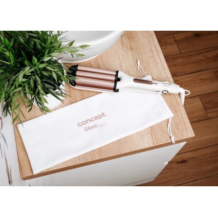 Concept KT2140 - Fer à boucler triple GLAM STYLE 100W/230V blanc/or rose