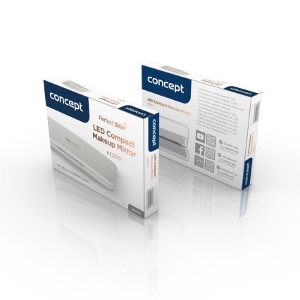 Concept KZ2020 - LED Miroir cosmétique de poche PERFECT SKIN LED/1,5W/5V 4500-5500K 300 mAh noir