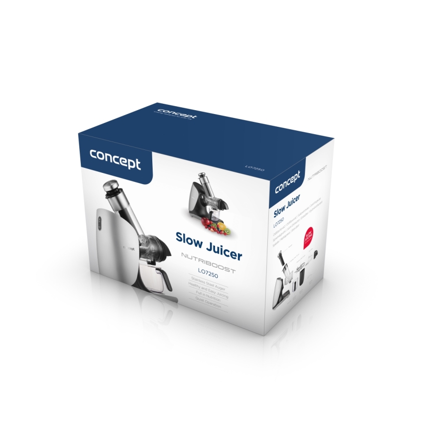 Concept LO7250 - Extracteur de jus à vis horizontal 200W/230V noir/inox