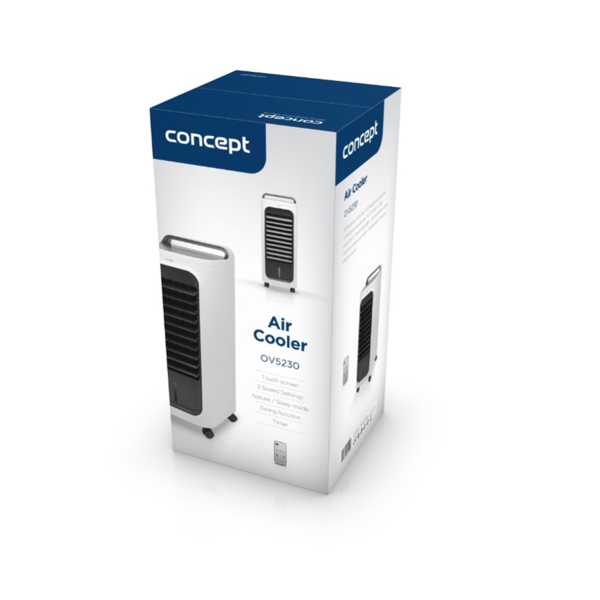 Concept OV5230 - Rafraîchisseur d'air portable 2 en 1, 6 l, 80 W/230 V, blanc + télécommande