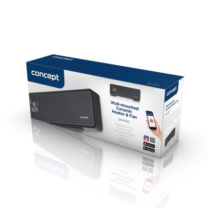 Concept QH4100 - Chauffage électrique 1000/2000 W Wi-Fi IP22 gris + télécommande