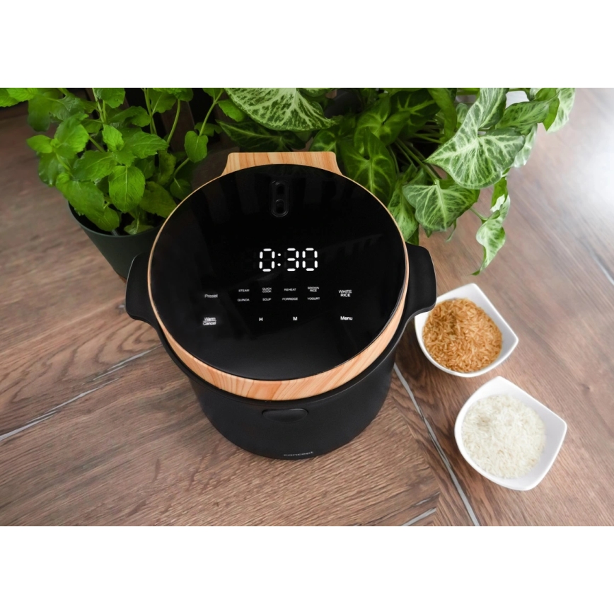 Concept RE4040 - Cuiseur à riz numérique 2 en 1 450 W/230 V 2 l noir/décor bois