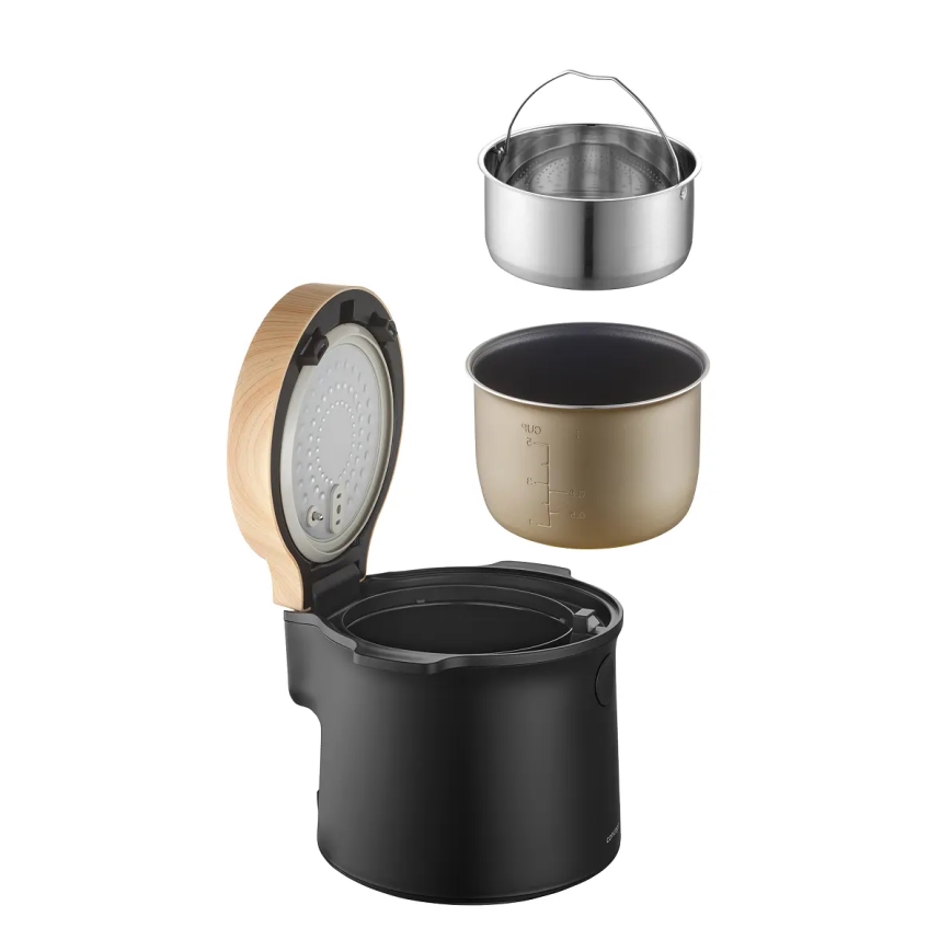 Concept RE4040 - Cuiseur à riz numérique 2 en 1 450 W/230 V 2 l noir/décor bois