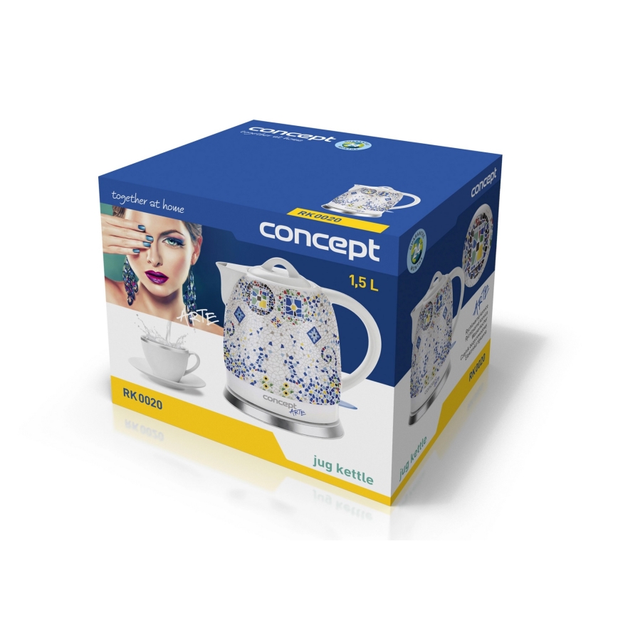 Concept RK0020 - Bouilloire électrique 1,5 l 1350W/230V multicolore/céramique