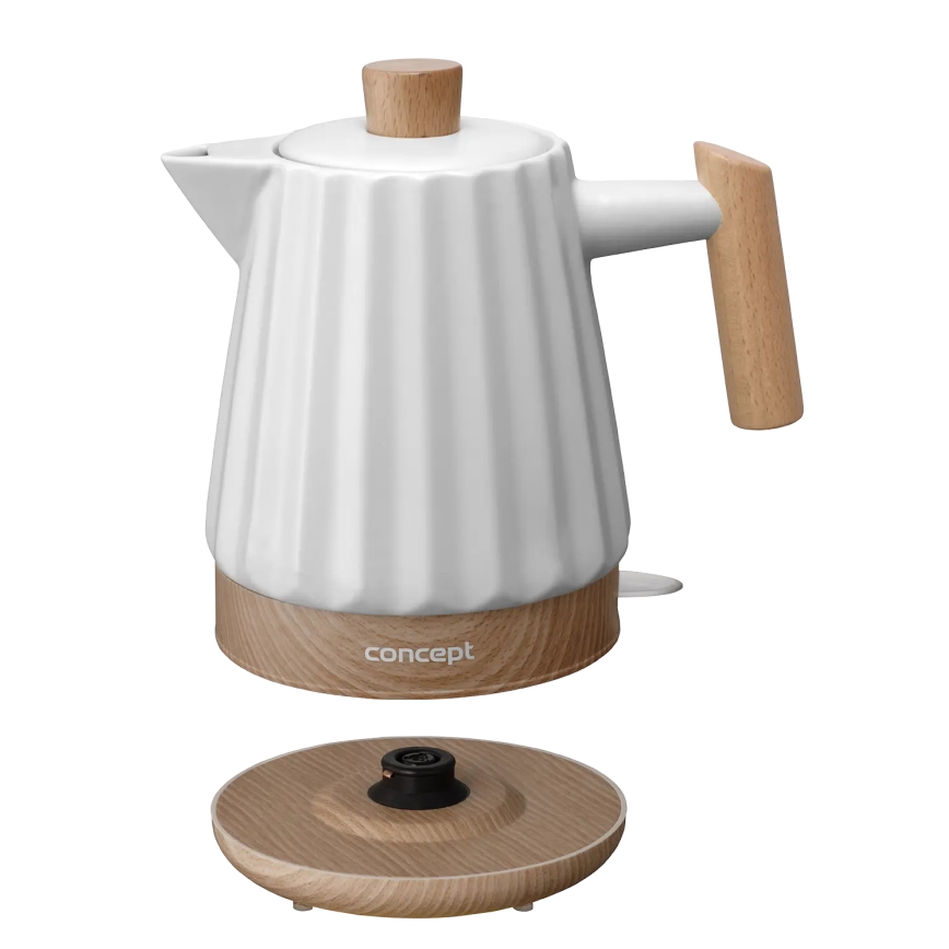 Concept RK0090 - Bouilloire électrique 1,5 l 1500W/230V blanche/décor bois/céramique