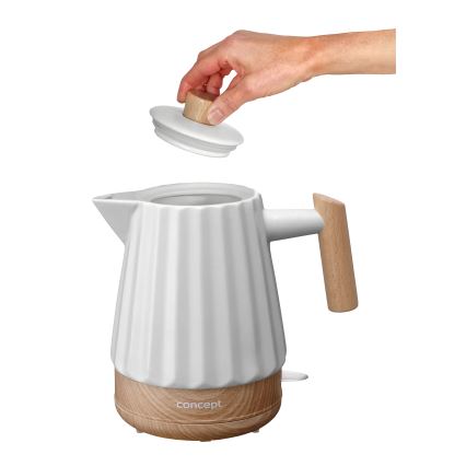 Concept RK0090 - Bouilloire électrique 1,5 l 1500W/230V blanche/décor bois/céramique