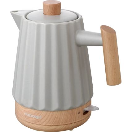 Concept RK0091 - Bouilloire électrique rapide 1,5 l 1500W/230V gris clair/décor bois/céramique