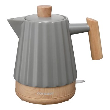 Concept RK0092 - Bouilloire électrique 1,5 l, 1500 W / 230 V, gris foncé / décor bois / céramique