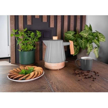 Concept RK0092 - Bouilloire électrique 1,5 l, 1500 W / 230 V, gris foncé / décor bois / céramique