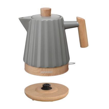 Concept RK0092 - Bouilloire électrique 1,5 l, 1500 W / 230 V, gris foncé / décor bois / céramique