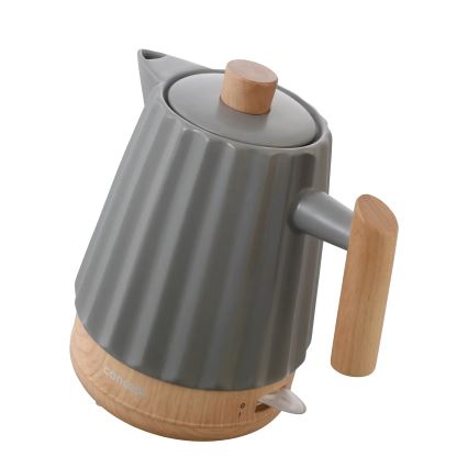 Concept RK0092 - Bouilloire électrique 1,5 l, 1500 W / 230 V, gris foncé / décor bois / céramique