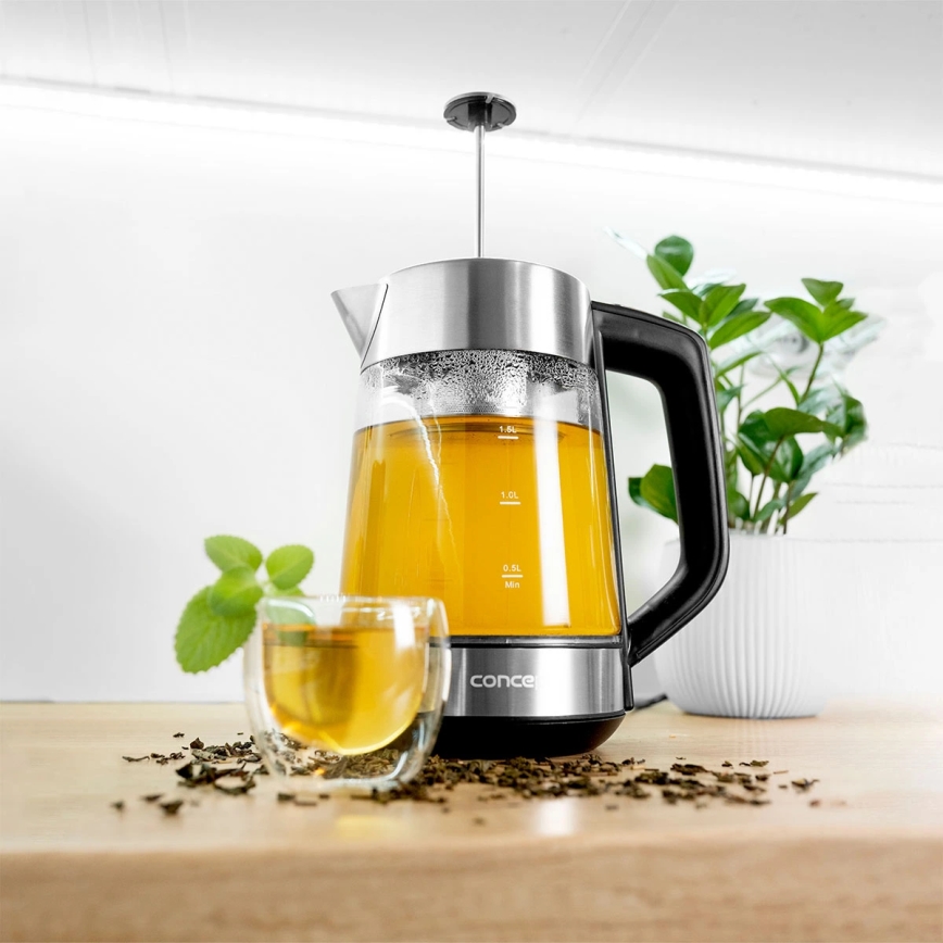 Concept RK4190 - Bouilloire électrique avec réglage de la température et filtre, 1,7 l, 2200 W/230 V, inox