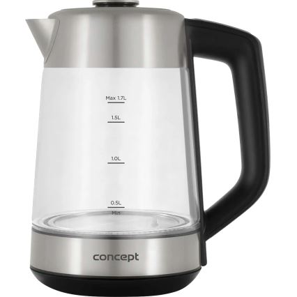 Concept RK4190 - Bouilloire électrique avec réglage de la température et filtre, 1,7 l, 2200 W/230 V, inox