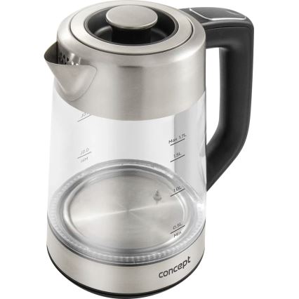 Concept RK4190 - Bouilloire électrique avec réglage de la température et filtre, 1,7 l, 2200 W/230 V, inox