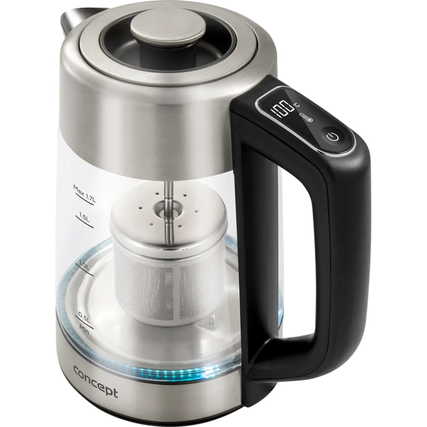 Concept RK4190 - Bouilloire électrique avec réglage de la température et filtre, 1,7 l, 2200 W/230 V, inox