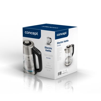Concept RK4190 - Bouilloire électrique avec réglage de la température et filtre, 1,7 l, 2200 W/230 V, inox