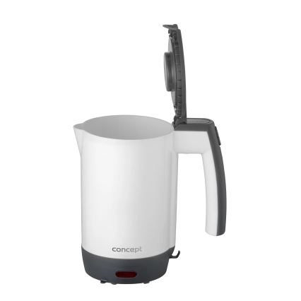 Concept RK7030 - Bouilloire électrique de voyage 0,5 l 1080W/230V gris/blanc + 2 tasses