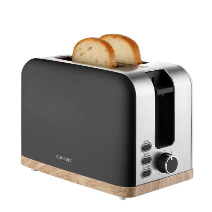 Concept TE2016 - Grille-pain 2 fentes avec grille réchauffe-viennoiseries 930W/230V noir
