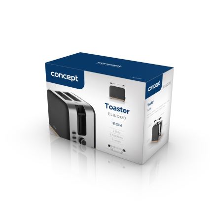 Concept TE2016 - Grille-pain 2 fentes avec grille réchauffe-viennoiseries 930W/230V noir