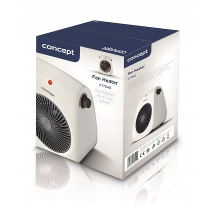 Concept vt7040 - Ventilateur avec élément chauffant 1000/2000W/230V blanc