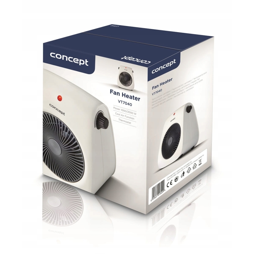 Concept vt7040 - Ventilateur avec élément chauffant 1000/2000W/230V blanc