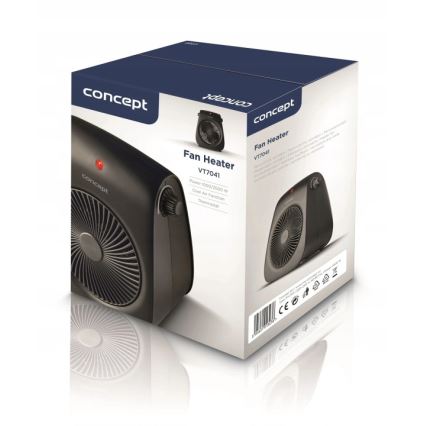 Concept vt7041 - Ventilateur avec élément chauffant 1000/2000W/230V noir