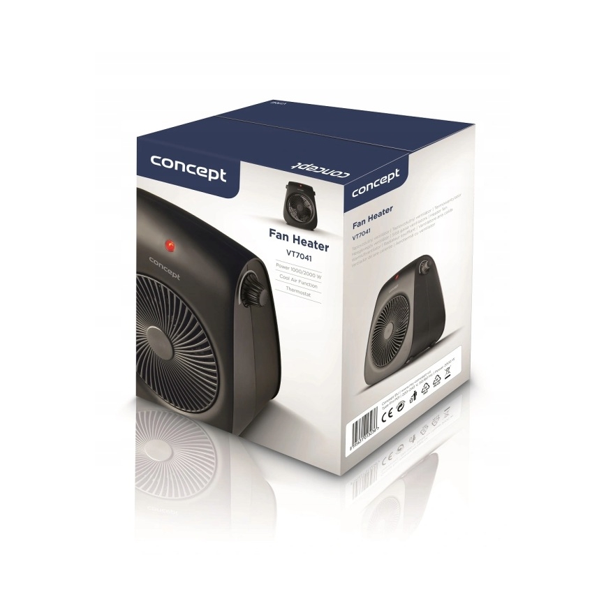 Concept vt7041 - Ventilateur avec élément chauffant 1000/2000W/230V noir