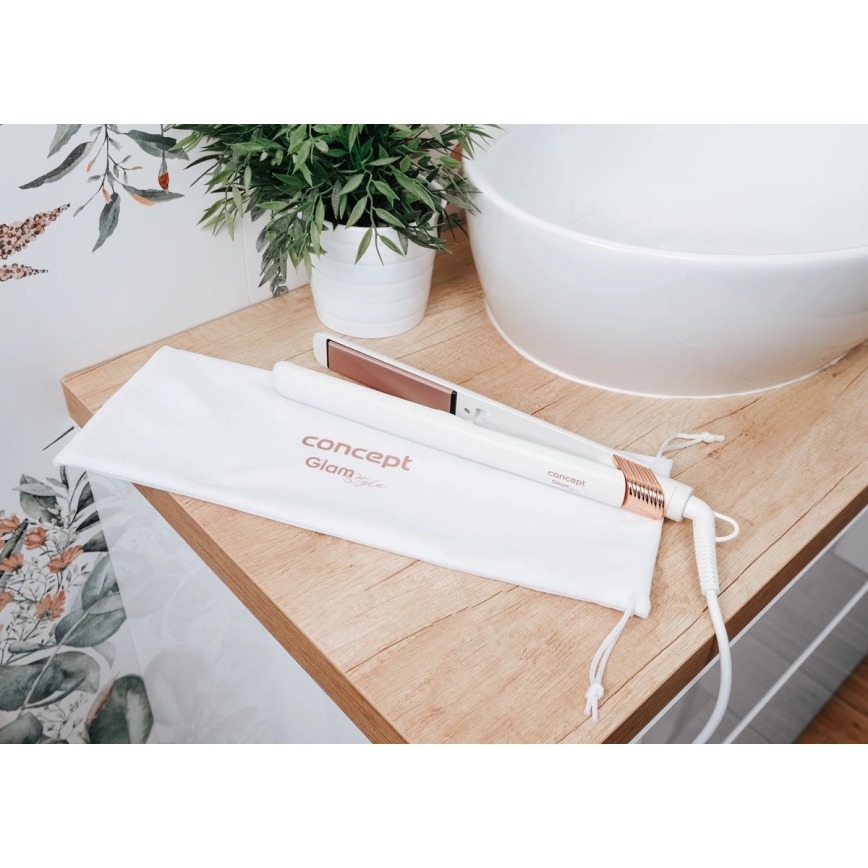 Concept VZ2110 - Lisseur GLAM STYLE 48W/230V blanc/or rose