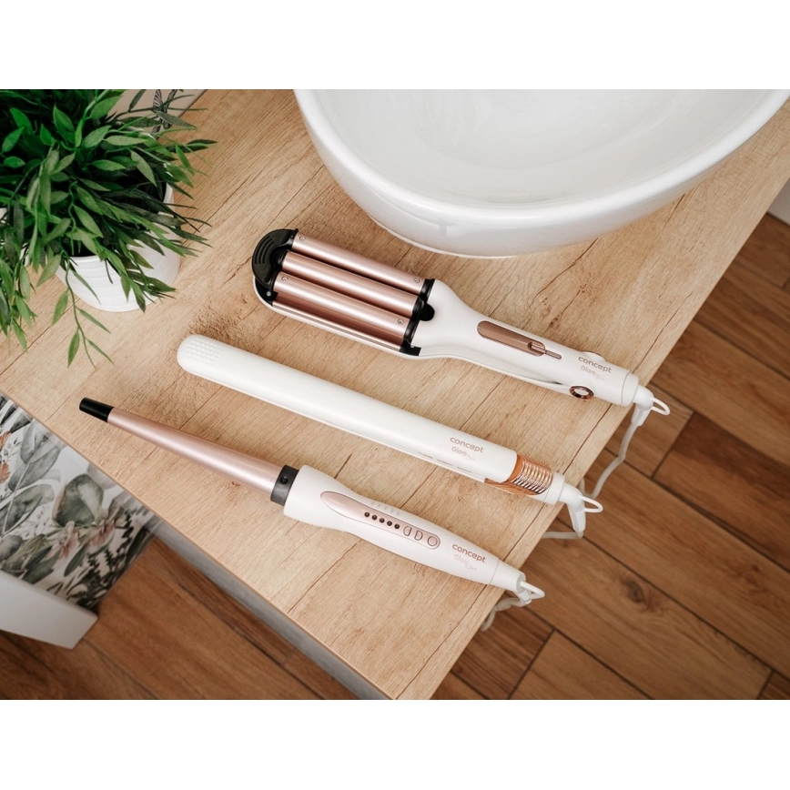 Concept VZ2110 - Lisseur GLAM STYLE 48W/230V blanc/or rose