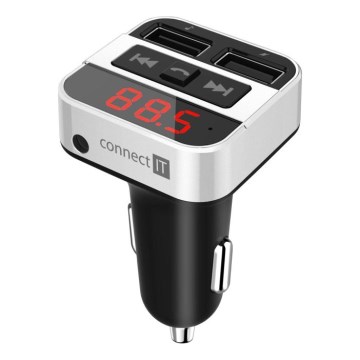 CONNECT IT CCC-8800-SL - Émetteur FM pour voiture avec fonction mains libres noir/argent