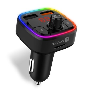 CONNECT IT CCC-9090-BK - LED RGB Émetteur FM pour voiture avec fonction mains libres noir