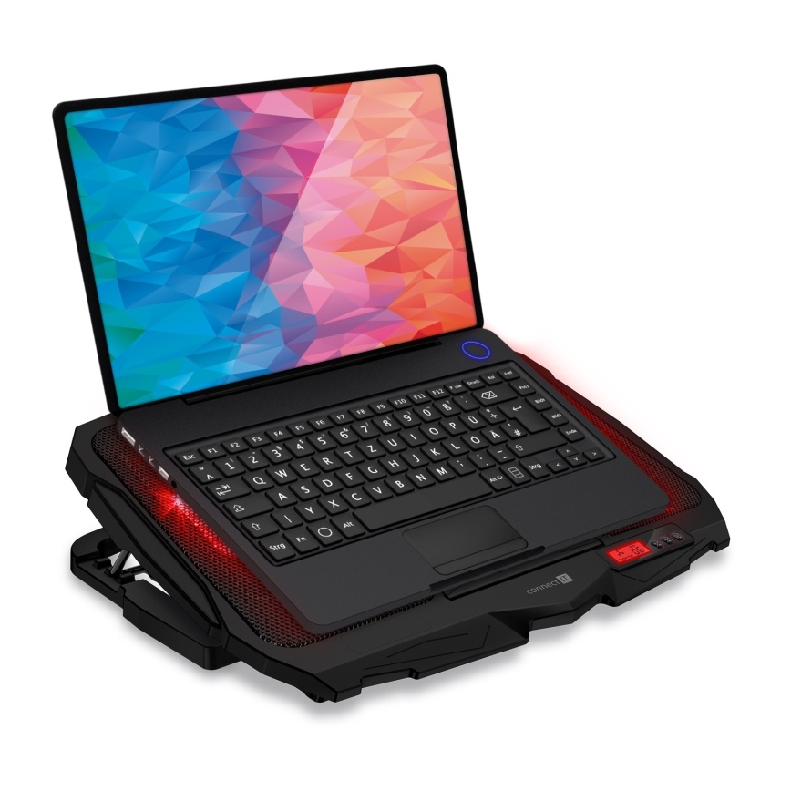 CONNECT IT CCP-2200-RD - Base ventilée pour ordinateur portable 4x ventilateur 2xUSB noir/rouge