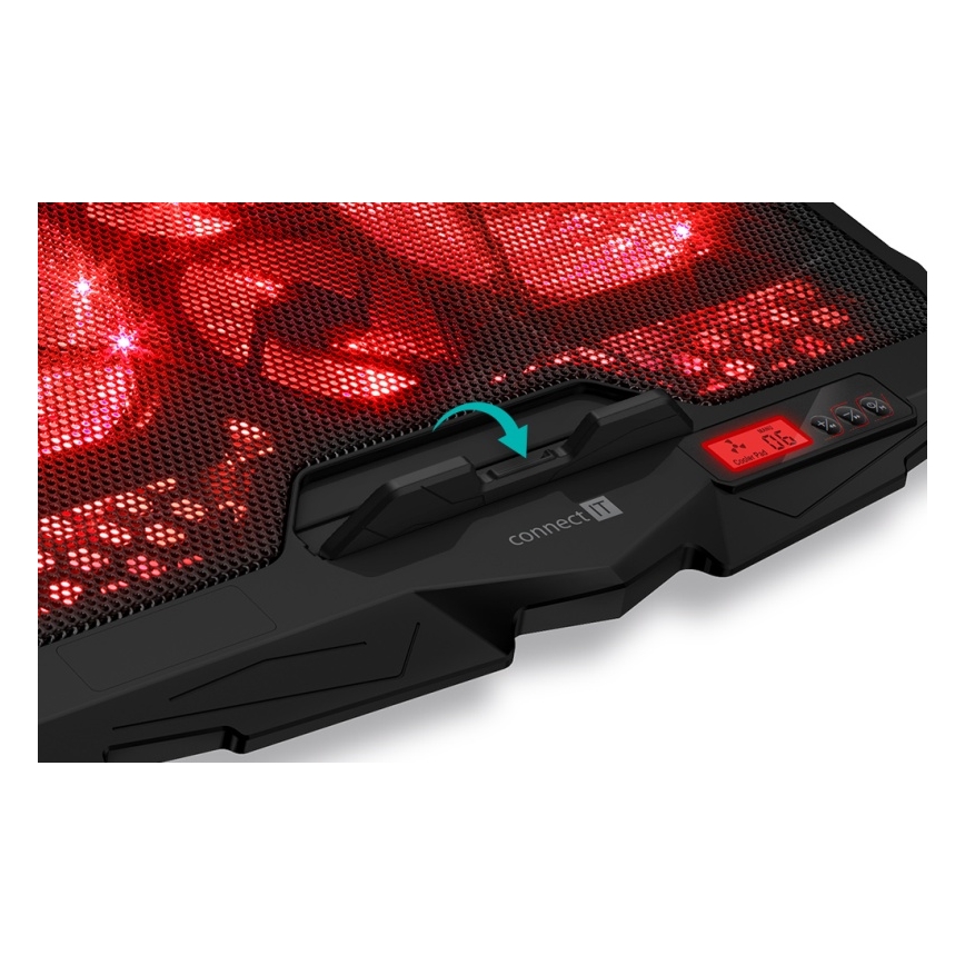 CONNECT IT CCP-2200-RD - Base ventilée pour ordinateur portable 4x ventilateur 2xUSB noir/rouge