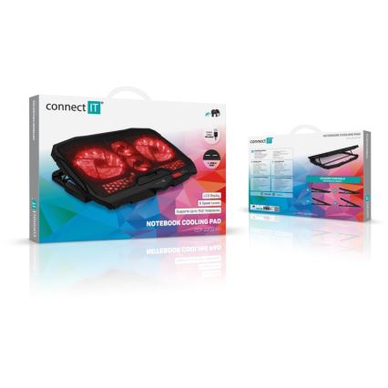 CONNECT IT CCP-2200-RD - Base ventilée pour ordinateur portable 4x ventilateur 2xUSB noir/rouge