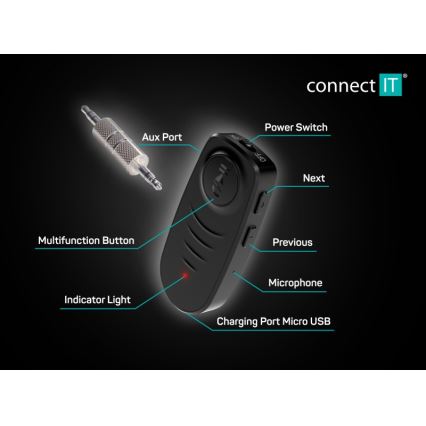 CONNECT IT CFF-4050-BK - Récepteur audio Bluetooth AUX 110 mAh