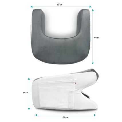 CONNECT IT CFH-1020-GY - Coussin anatomique ErgoWork pour la lecture et le travail gris/blanc