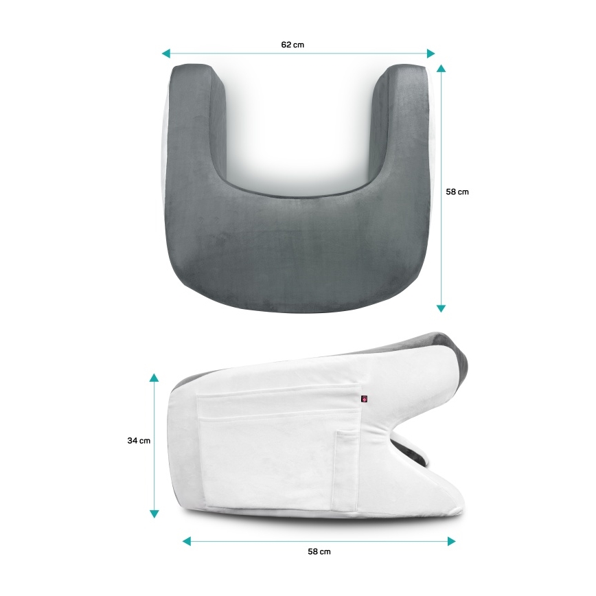 CONNECT IT CFH-1020-GY - Coussin anatomique ErgoWork pour la lecture et le travail gris/blanc