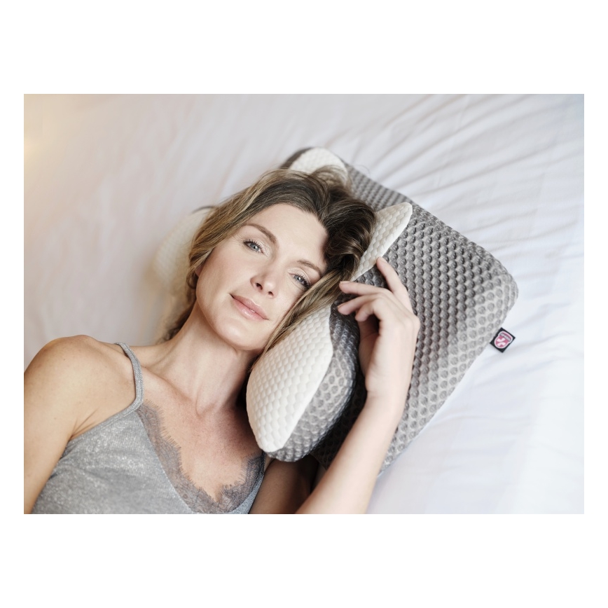 CONNECT IT CFH-6031-WH - Coussin anatomique Lyra blanc/gris