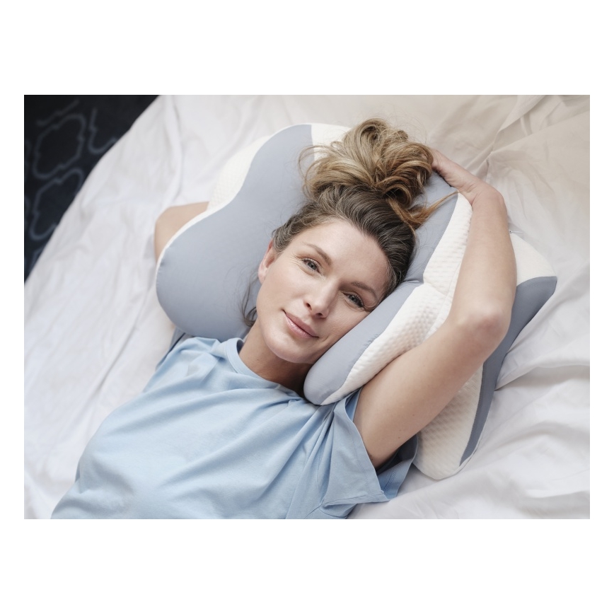 CONNECT IT CFH-6032-WH - Oreiller anatomique Gemini blanc/gris