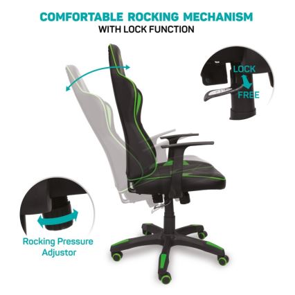 CONNECT IT CGC-0700-GR - Chaise gaming LeMans Pro noir/vert
