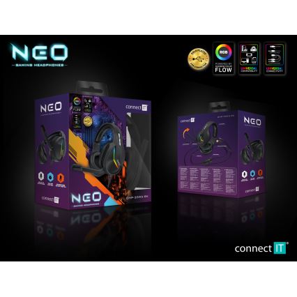 CONNECT IT CHP-3595-BK - Casque gaming filaire LED RGB avec un micro noir
